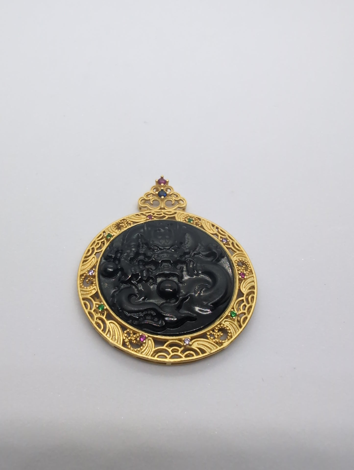 Black Jadeite dragon pendant