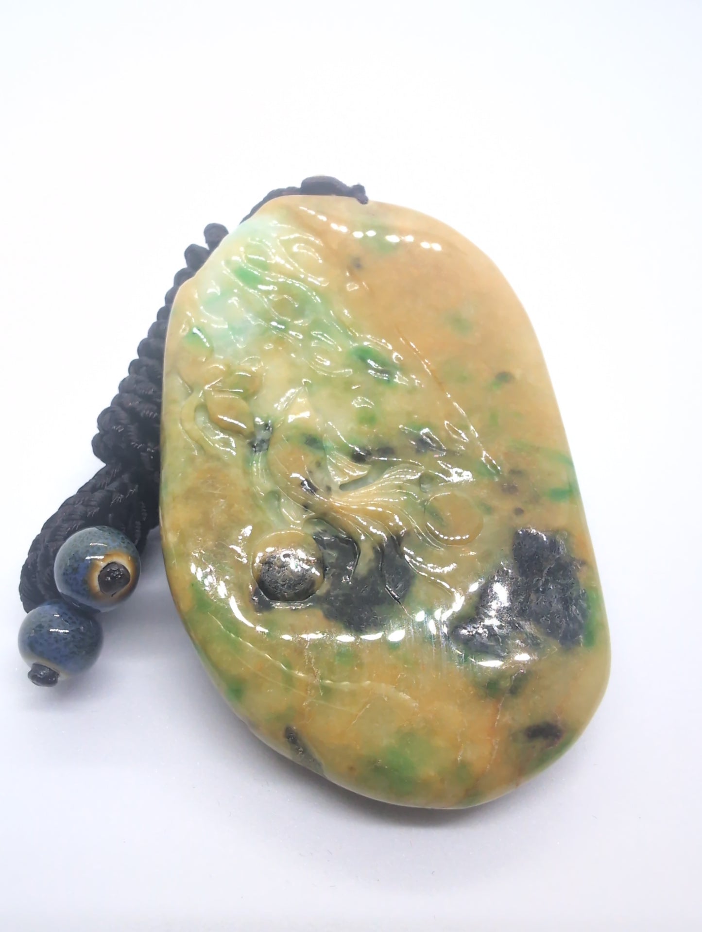 3 color jadeite fish pendant