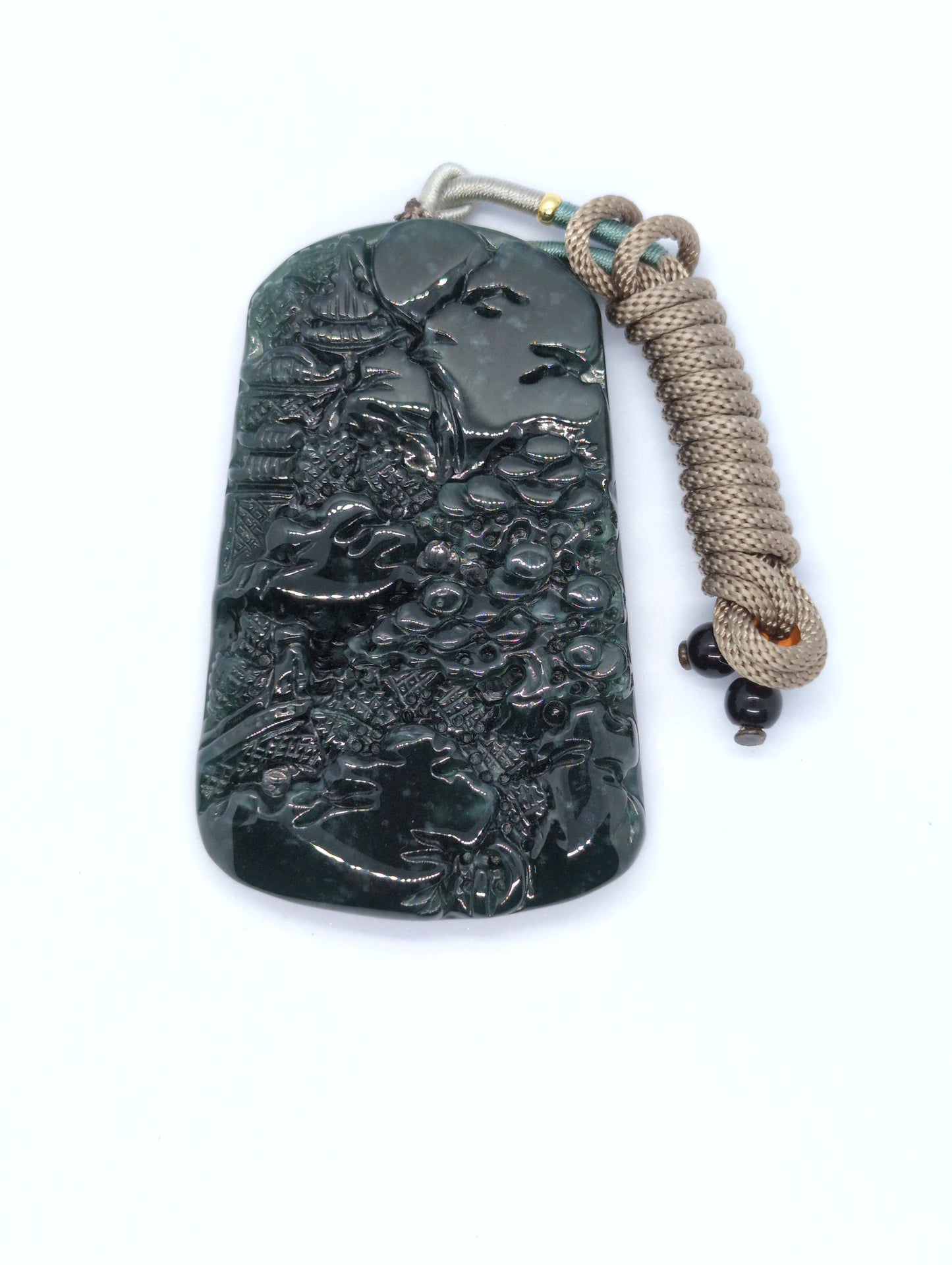 Deep green jadeite pendant