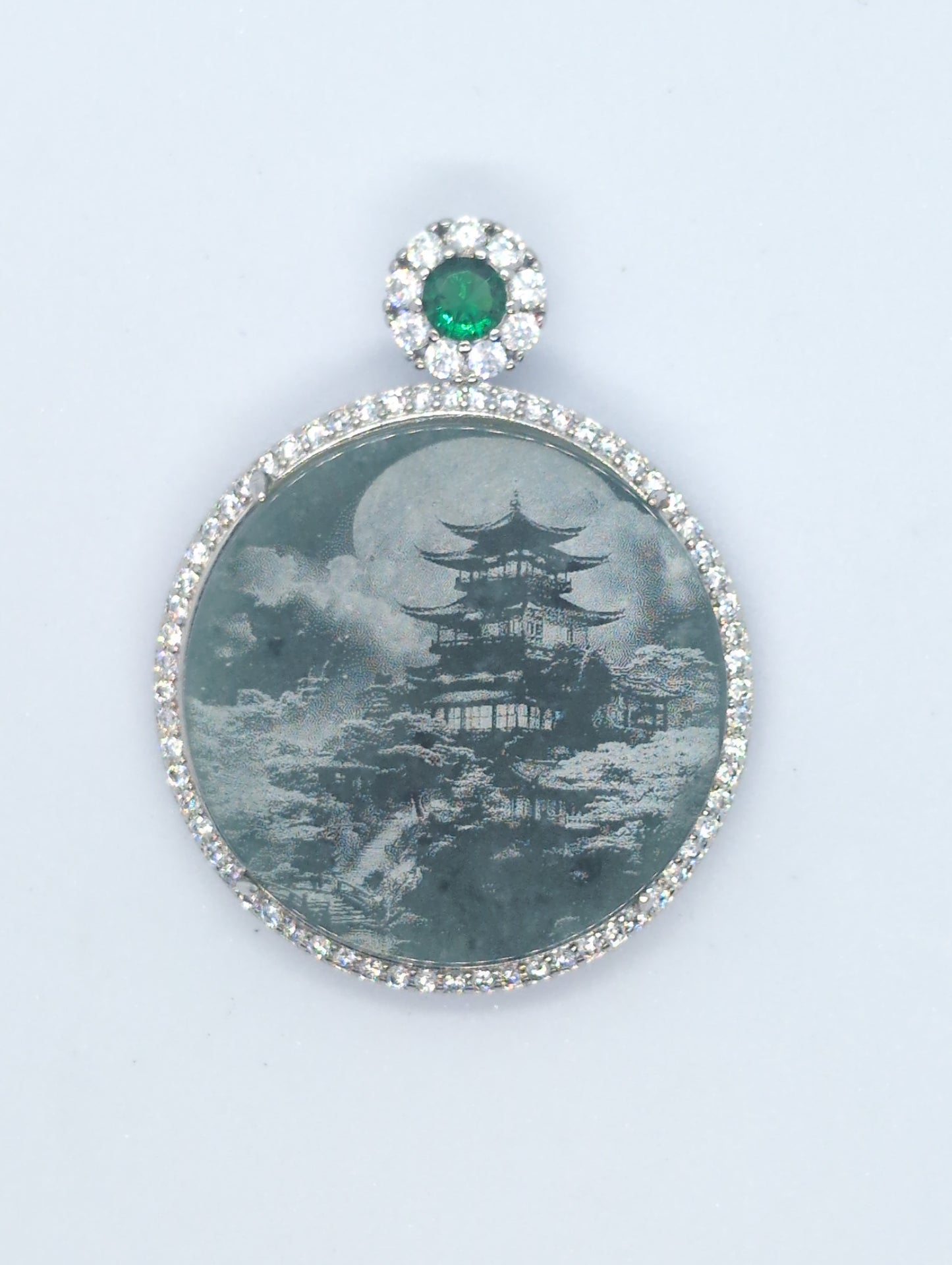 Icy cloud green jadeite pendant