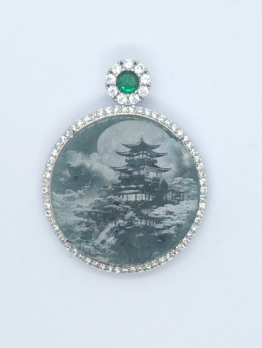 Icy cloud green jadeite pendant