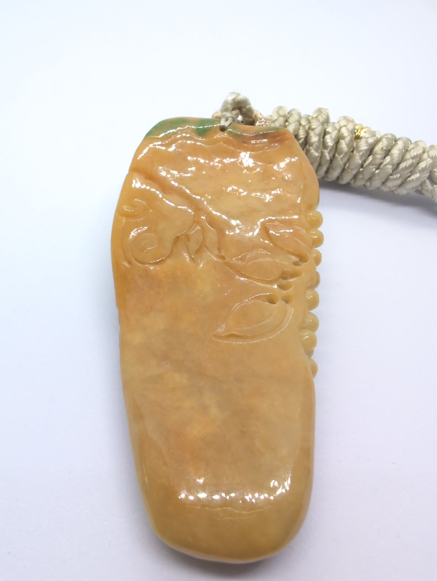 Yellow jadeite peacock pendant